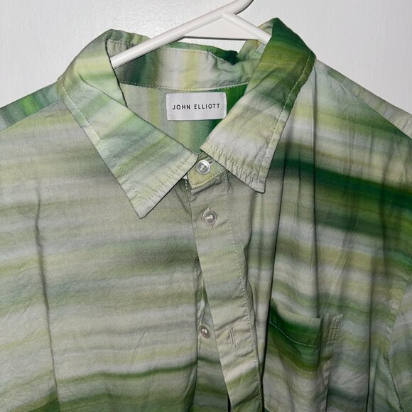 John Elliott Cloak Print Short Sleeve Button-Up - Green (MOTION MEADOW) - Medium - Picture 3 of 6